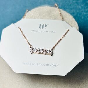 Bomb Party Diamond Cubic Zirconia on Rose Gold Plating Bar Necklace New